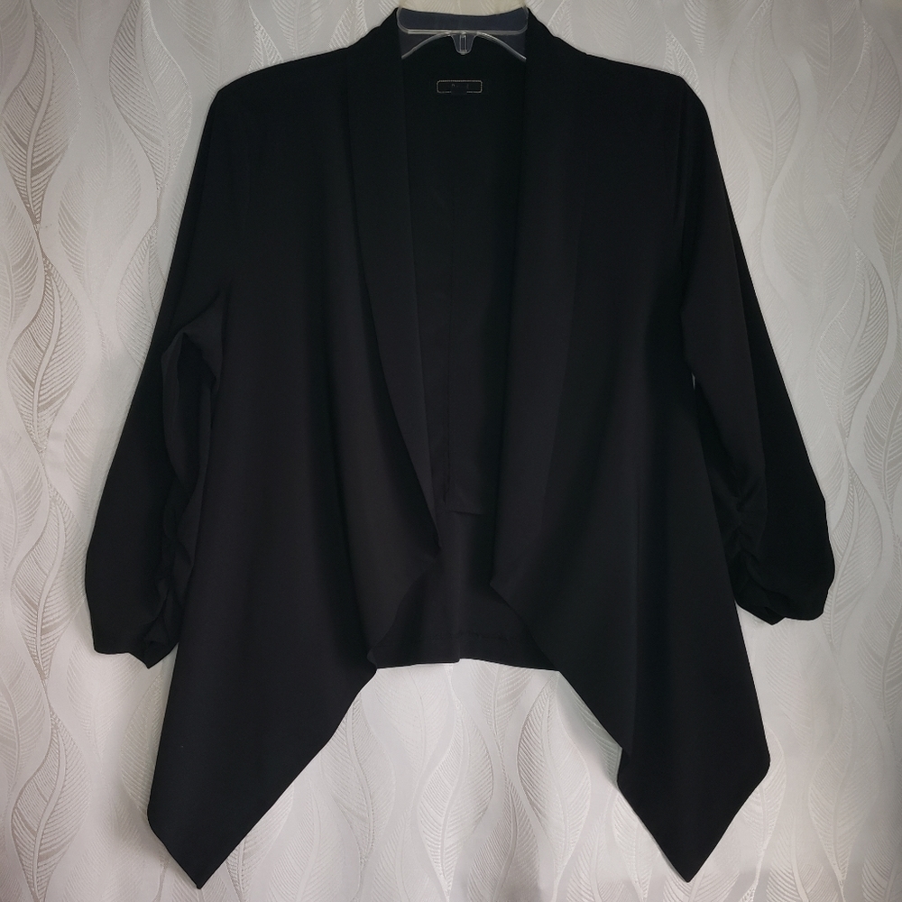 Pearl Black Draped Cascade Blazer